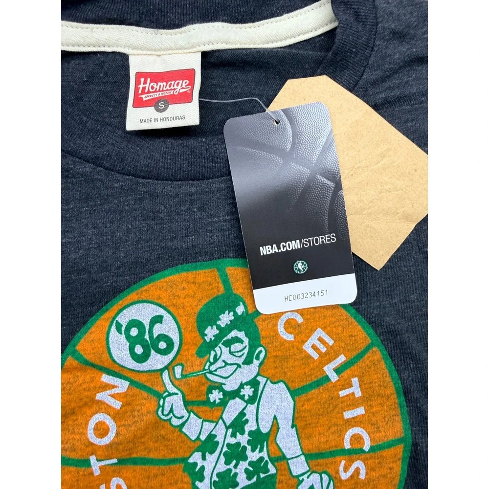 Homage Boston Celtics 1986 World Champs T-Shirt Mens Small NWT Charcoal Gray NBA